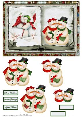 Snowpeople Card with Decoupage