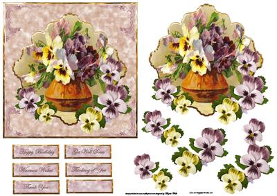 Vase of Pansies Card with Topper