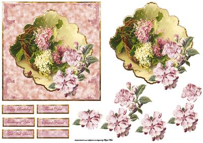 Basket of Lilacs Card Front with a Topper