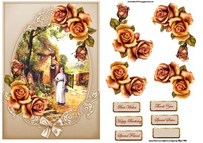 Vintage County Garden Card with Decoupage