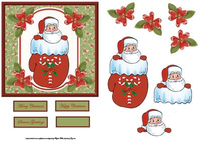 Santa in a Mitt Card with Decoupage