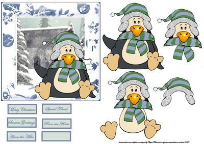 Penguin in the Snow Card and Decoupage