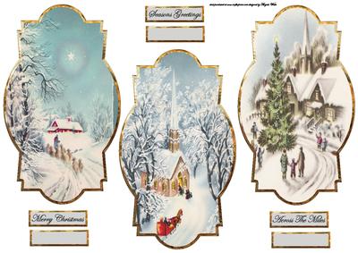 Vintage Christmas Scene Toppers