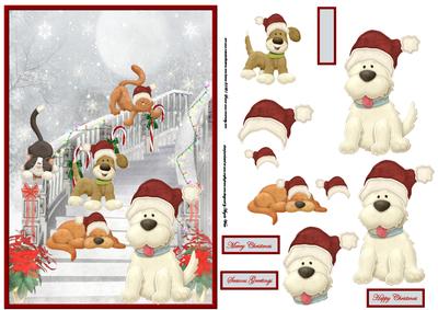 Dogs and Cats Friends for Christmas
