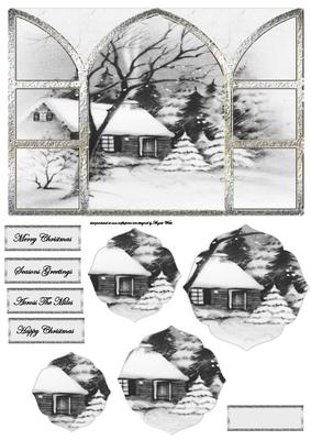 View from My Window, Log Cabin in the Snow