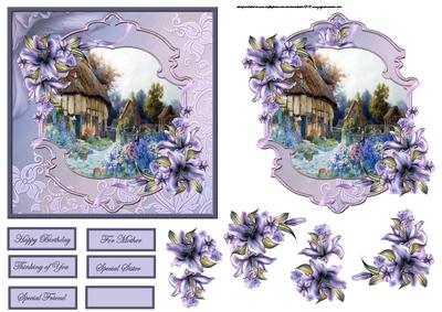 Country Garden and Lilies Card and Topper