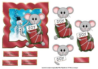 Christmas Mouse of Joy Card with Decoupage