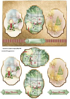 Christmas Vintage Window Scenes Panel Card