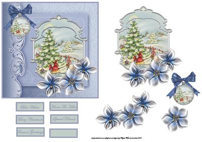 Vintage Winter Scene Card with Topper