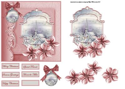 Vintage Church and a Bauble Card with Topper