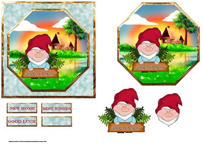 A Gnomes Welcome Home Card with Decoupage