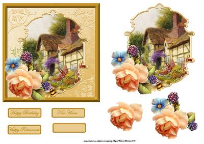 English Country Garden Card, with a Topper and Decoupage