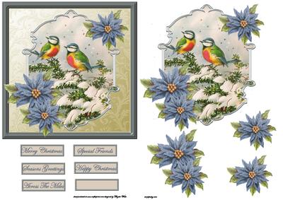 Birds in the Snow Card, with a Topper, and Decoupage