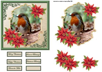 Robin on a Log Card Front with Topper