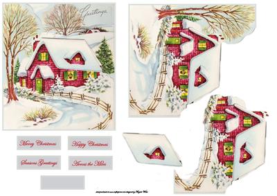 Christmas Vintage House Easy Cut Decoupage