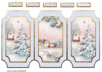 Vintage Peaceful Christmas Scene Tri-fold Card