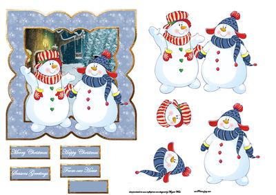 Snowman Friends Card with Decoupage