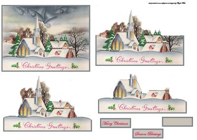 Vintage Christmas Scene Easy Cut Decoupage