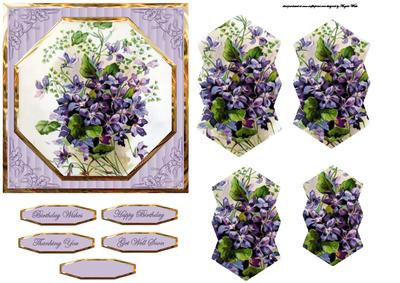 Violets Card Front with Shaped Pyramid Layers