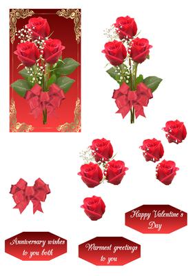 Three Red Roses, Anniversary, Valentine, Birthday