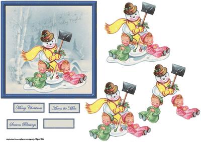 Snowman and Baby Angels Card