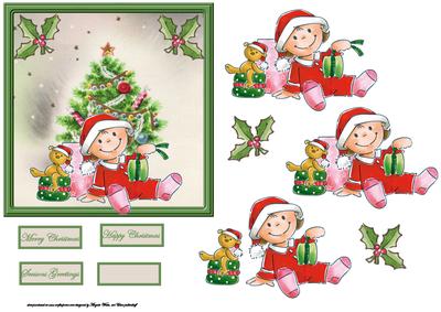 Christmas Morning Card with Decoupage