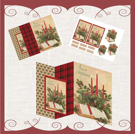 Holly and Christmas Candles No Hole Fold Back