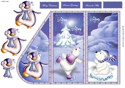 Polar Bear and Penguin Having Fun Teardrop Card