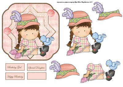 Agnus with the Flowers Card with Decoupage