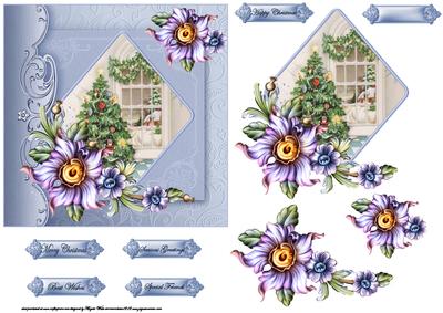 Christmas Tree Card with a Topper and Decoupage