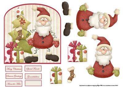 Santa's Holiday Frolics Card with Decoupage