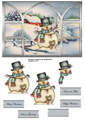 Snowman and Scene View from My Window Card