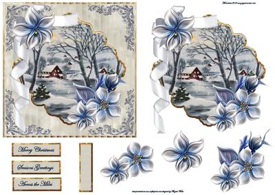 Blue Blue Christmas Card with a Topper