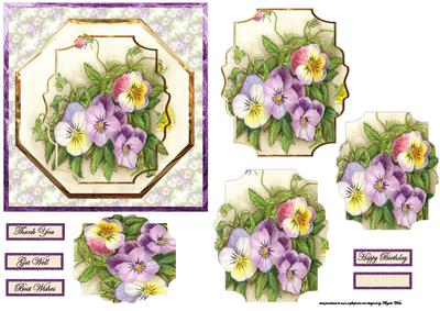 Spring Pansy Card with Shaped Pyramid