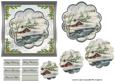Log Cabin in the Snow Card with Petal Stacker