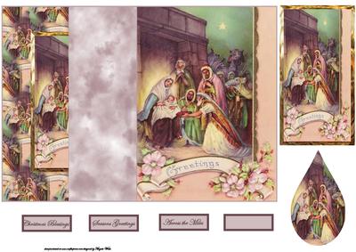 Nativity No Hole Fold Back Card with Topper