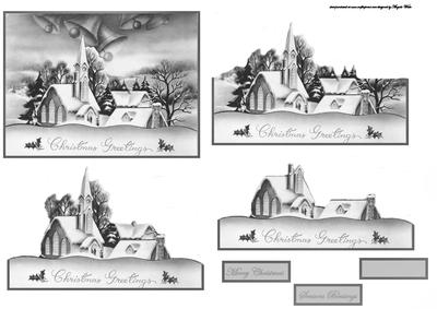 Vintage Church Scene Easy Cut Decoupage