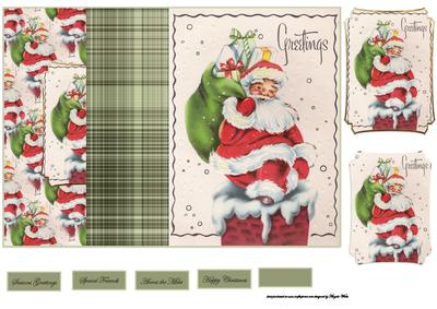Santa with His Sack of Toys No Hole Fold Back Card