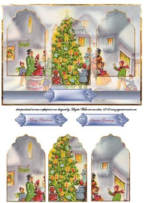 Village Carol Singers Panel Card with Toppers