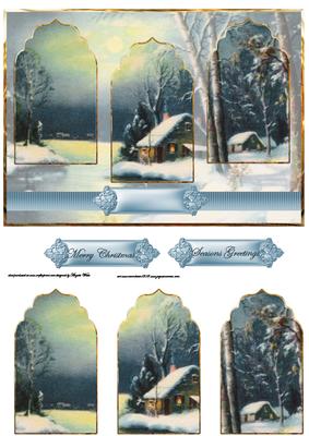Snowy Evening Panel Card with Toppers
