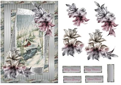 Log Cabin and Winter Lilies