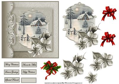 Farmhouse in the Moonlight Card with Topper