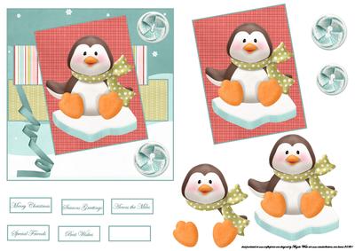 Penguin on a Ice Block Card with Topper