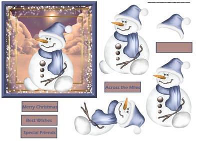 Snowman in the Moonlight Card and Decoupage