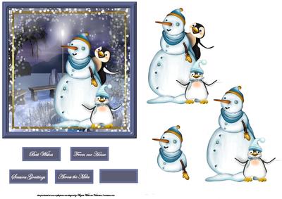 Snowman and Penguin Friends Card