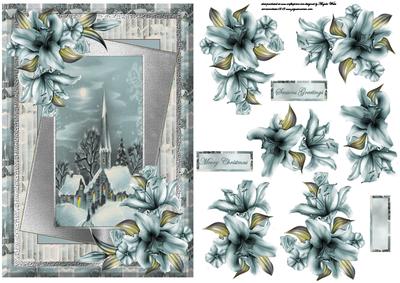 Church in the Evening Card with Decoupage and Sentiment Tags