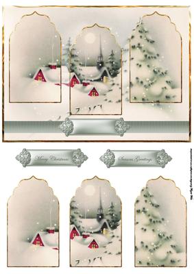 Snowy Snowy Night Panel Card with Arch Toppers