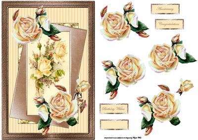 Golden Roses Anniversary Card and Decoupage