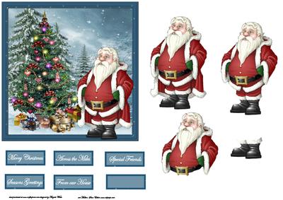 Santa Has a Christmas Tree Card with Decoupage