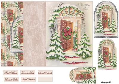 Christmas Door No Hole Fold Back Card